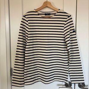 Saint James Navy and Cream Striped Boatneck Top